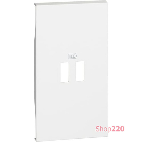 Лицевая панель USB зарядки 2 модуля. белый. Bticino Living Now. KW12C