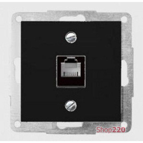Механизм розетки компьютерной RJ 45 UTP cat 5e, антрацит, Fiorena