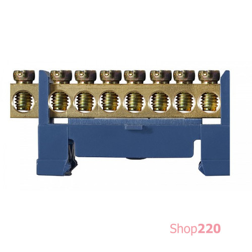 Нулевая шина 6х9 с изолятором на din-рейку 8 отв., BC-508 A0150120033