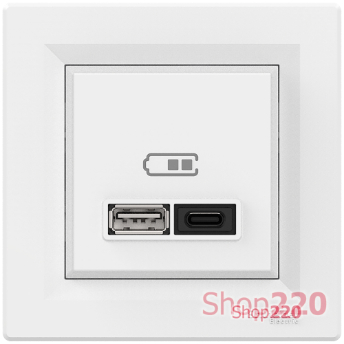 USB розетка тип А+С, 21 Вт, белый, EPH2700521 Schneider Electric Asfora
