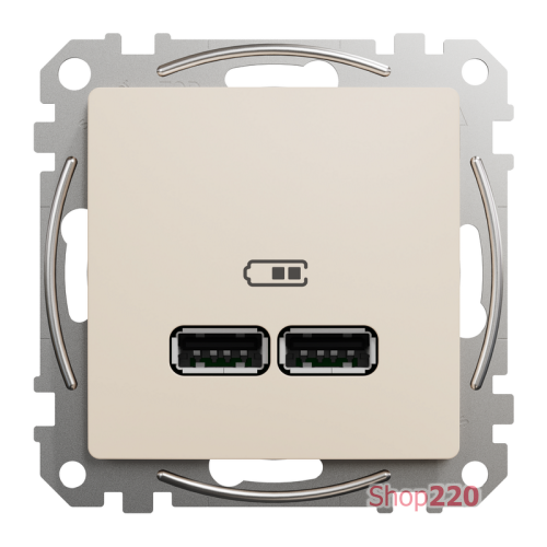 Розетка USB тип A+A, бежевый, Sedna Design SDD112401