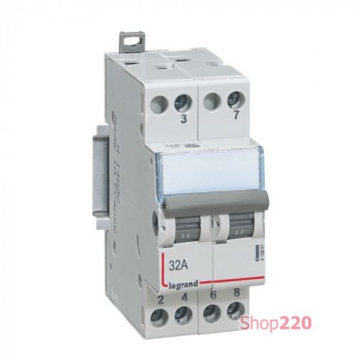 Переключатель трехпозиционный модульный I-0-II, 32А 2 полюса Legrand 412903