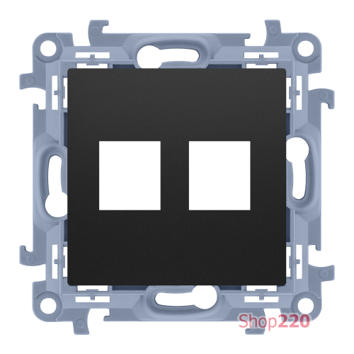 Розетка информационная под модуль 2xRJ45 Keystone, черный матовый, SIMON10
