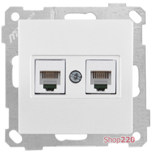 Розетка копмьютерная RJ45 двойная, белый, Mutlusan Daria
