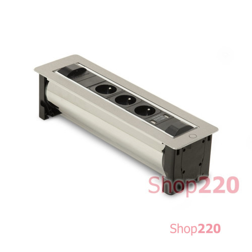 Вращающийся блок розеток 3х220В + USB тип А + С, нержавеющая сталь, Versaturn ASA 060.24F.00033