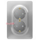 Розетка двойная с заземлением и шторками, алюминий, Unica New Schneider NU206730