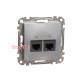 Компьютерная розетка 2 х RJ45 кат. 5е UTP, алюминий, Sedna Design SDD113452