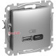 Розетка USB тип A+C 3A, 45W, алюминий, Sedna Design SDD113404