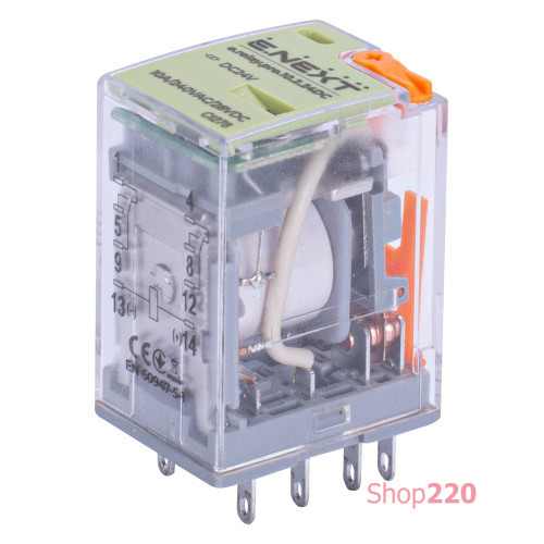 Реле промежуточное 10А, 2 группы контактов, катушка 24В DC, e.relay.pro.10.2.24DC ENEXT p091006
