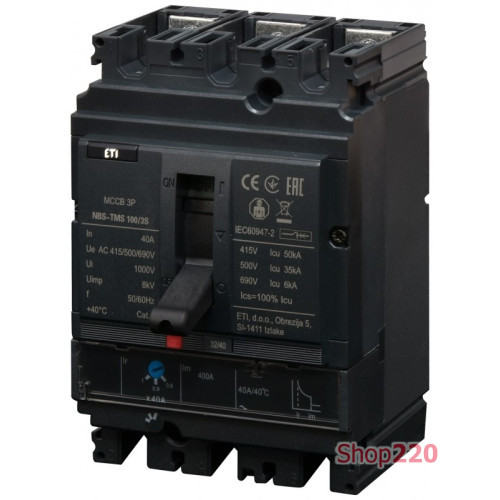 Автоматический выключатель 40A 3P, 50kA, (0.8-1)In/фикс., NBS-TMS 100/3S ETI 4673023