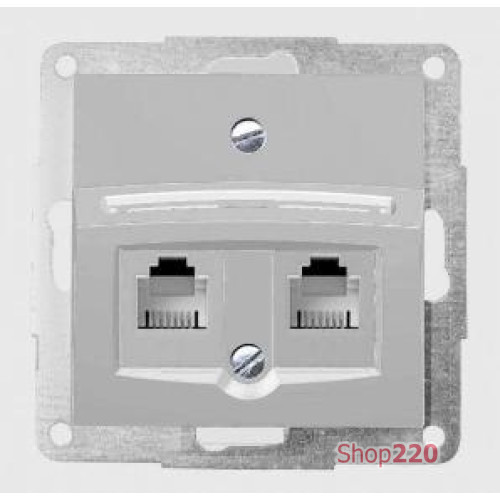 Механизм компьютерной розетки RJ-45 двойной, металлик, Fiorena