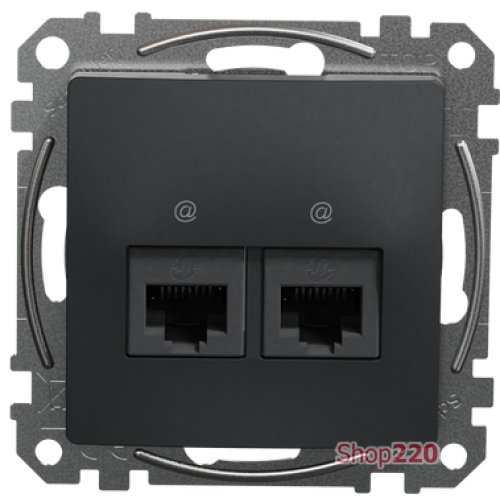 Компьютерная розетка 2 х RJ45 кат. 5е UTP, черный, Sedna Design SDD114452