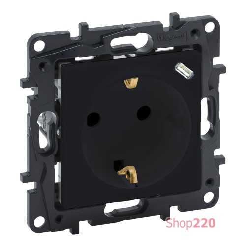 Розетка электрическая с USB Тип C 1,5 A, черный, Niloe Step Legrand 864527