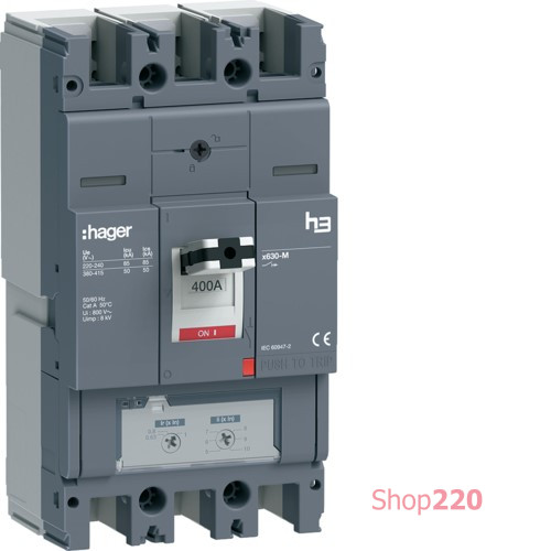 Автоматический выключатель h3, x630, In=400A, 3п, 50kA, TM Hager HMJ400DR