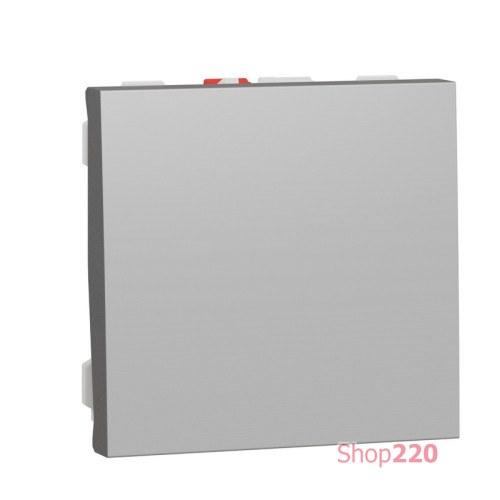 Кнопка, алюминий, 2 модуля, Unica New Schneider NU320630