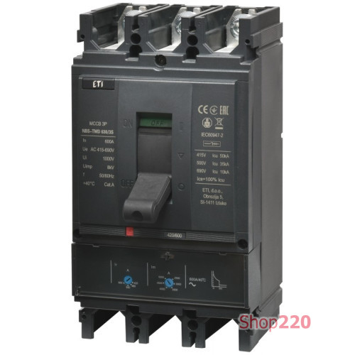 Автоматический выключатель 600A 3P, 50кА, (0.7-1)In/(5-10)In, NBS-TMD 630/3S ETI 4673136