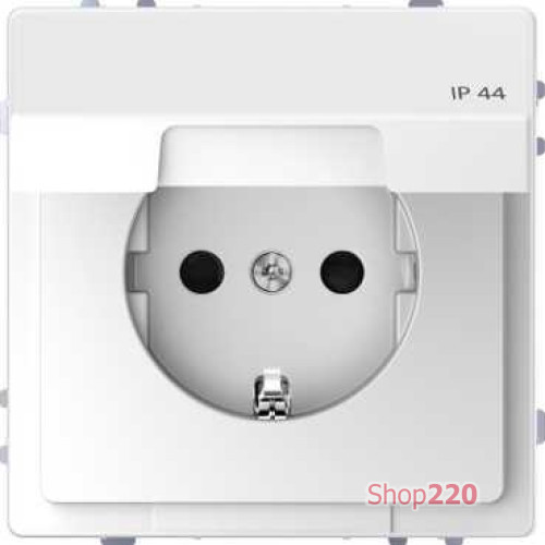 Розетка электрическая с крышкой, IP44, белый лотос, Merten MTN2314-6035