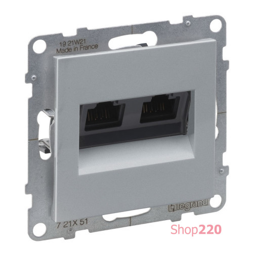 Розетка информационная двойная RJ45 cat. 5E UTP, алюминий, Suno Legrand 721351