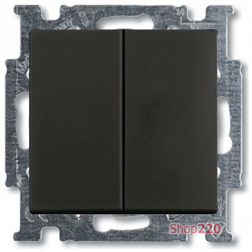 Выключатель 2-клавишный проходной, черный шато, ABB 2006/6/6 UC-95-507 Basic 55