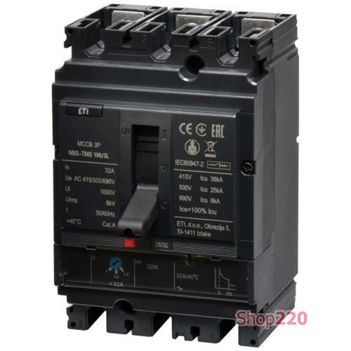 Автоматический выключатель 32A 3P, 36kA, (0.8-1)In/фикс., NBS-TMS 100/3L ETI 4673002