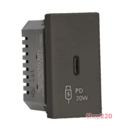Розетка USB тип С для зарядки, 1 модуль, черный, К45 Simon K126I/14
