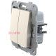 Выключатель двухклавишный, слоновая кость, PLK0121131 Plank Electrotechnic