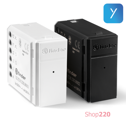 Реле многофункциональное; YESLY; 2NO; 6A; 230В AC; 2 канала; 21 функция; Bluetooth; 5кн. с подсвеч.; белый; 1 мод. итал. стандарт Finder 13728230B000
