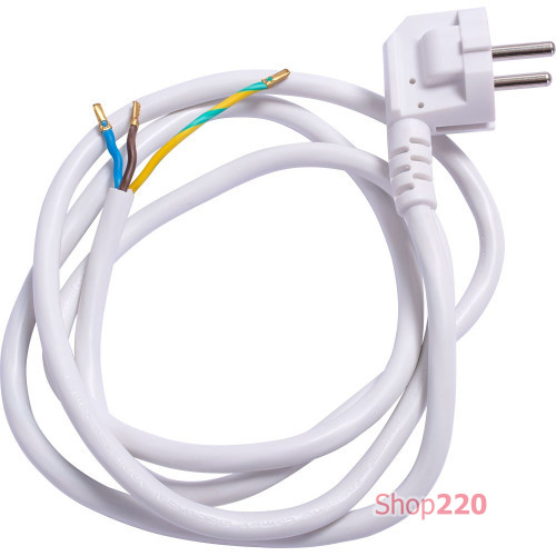 Шнур с вилкой 3х0,75, 1,2м, белый, e.wire.plug.white.0,75 ENEXT l020011