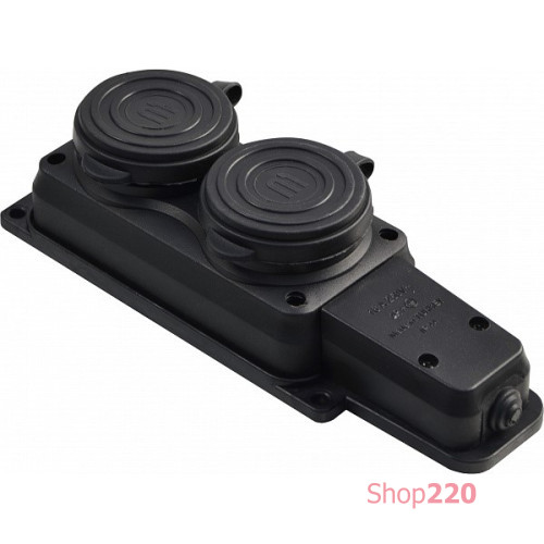 Колодка каучуковая 2Р+PE с защитными крышками двухместная 16А IP44 A0250010008