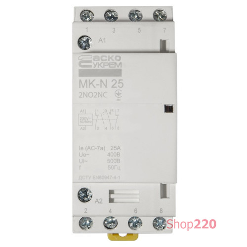 Модульный контактор 25A 4P 220V, 2NO+2NC, MK-N A0040030030