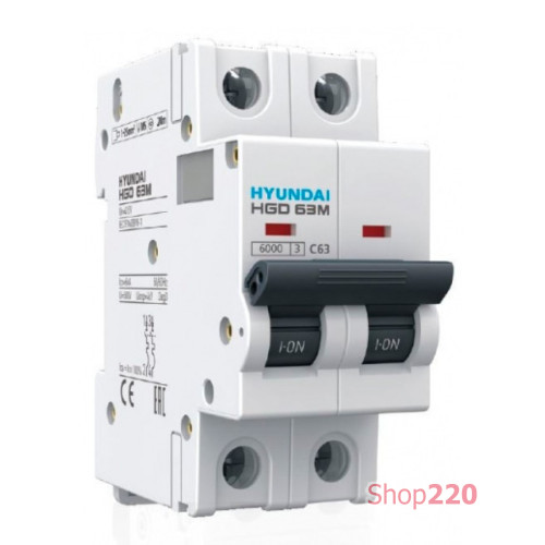 Автоматический выключатель 2P 16A 4.5kA C Hyundai Electric HGD63S2PMCS0000C00016