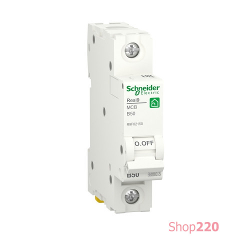 Автоматический выключатель 50А, 1 полюса, уставка В, Resi9 R9F02150 Schneider Electric