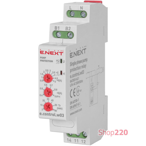 Реле контроля погружного насоса однофазное, e.control.w03 Enext i0310026