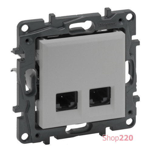 Розетка компьютерная 2XRJ45 CAT5e UTP, алюминий, Niloe Step Legrand 863360B