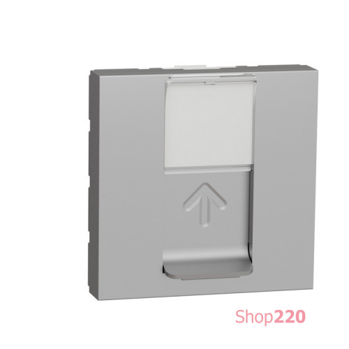 Розетка компьютерная RJ45, 5, UTP, алюминий, 2 модуля, Unica New Schneider NU341130