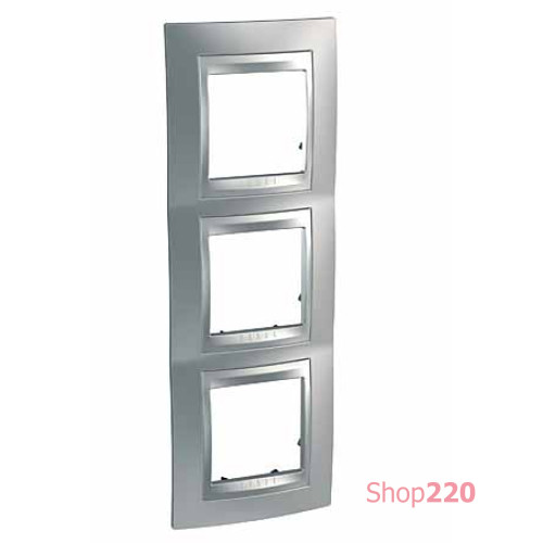 Рамка 3 поста, матовый хром, вертикальная Unica MGU66.006V.038 Schneider