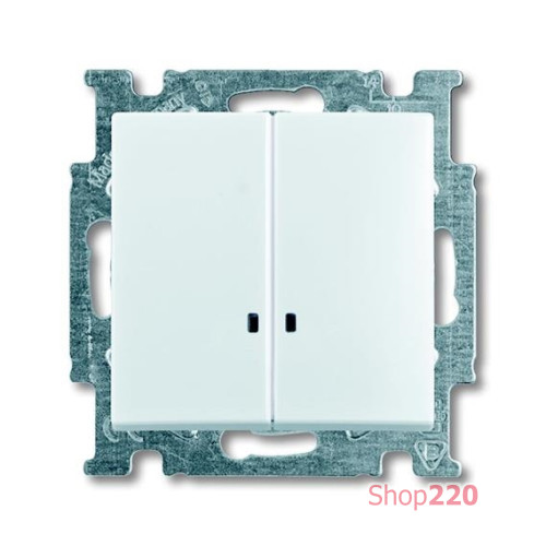 Выключатель 2-клавишный с подсветкой, белый, ABB 2006/5 UCGL-94-507 Basic 55