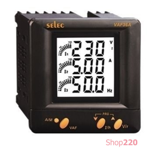 Цифровой мультиметр LCD 96x96 мм. Вх.20мА?6A/300В (LN),519В AC (LN); 1/3ф 240В AC SELEC Controls