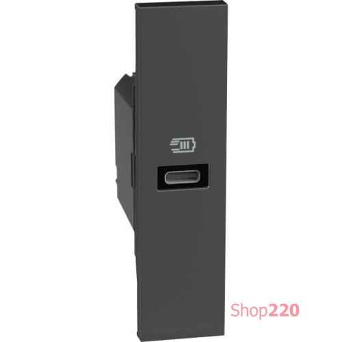 Розетка USB на тип - C 20 Вт/3000мА 1 модуль, черный, Bticino Living Now