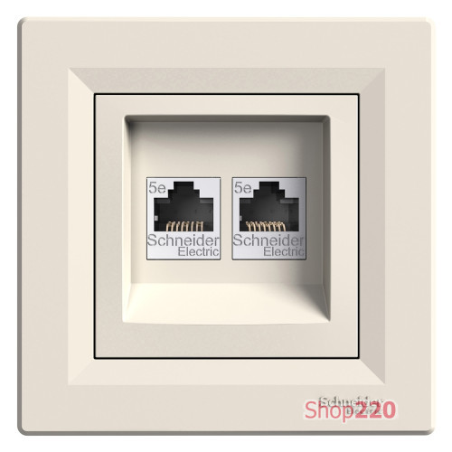 Розетка комп'ютерна RJ-45 подвійна, кремовий, EPH4400123 Schneider Asfora
