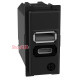 Розетка USB на 2 разъёма тип - A/C 15 Вт/3000мА 1 модуль, черный, Bticino Living Now