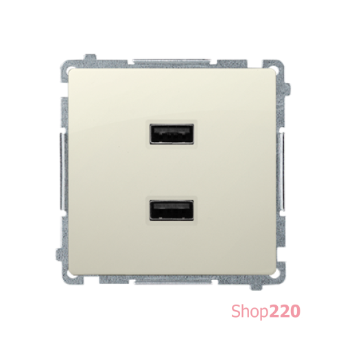 Розетка USB зарядка, двойная, 2.1А, бежевый, Basic Simon