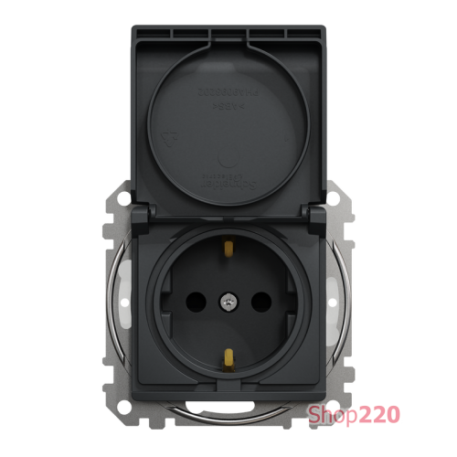 Розетка влагозащищенная IP44, черный, Sedna Design SDD214024