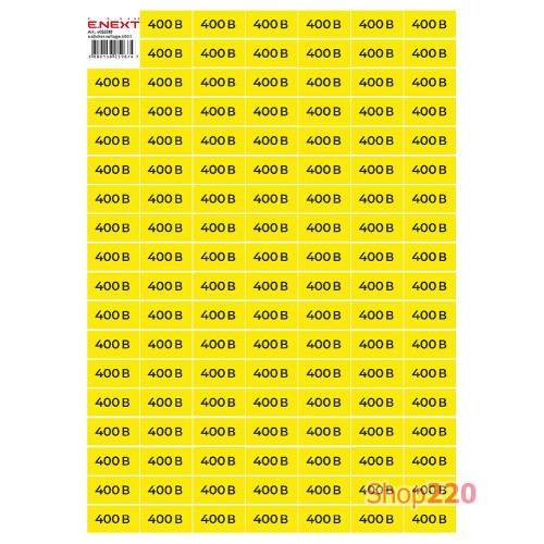 Самоклеящаяся наклейка 400В (40х20мм) 102 шт/лист, e.sticker.voltage.400.1 Enext s053318