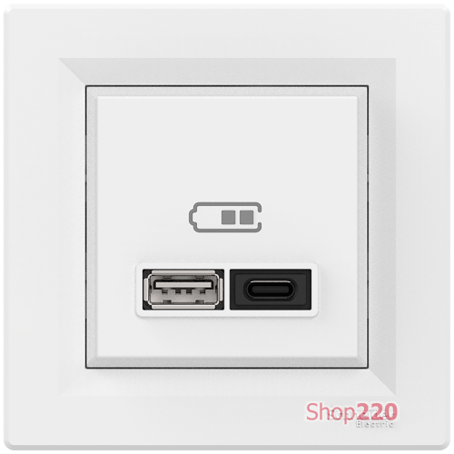 USB розетка тип А+С, білий, EPH2700321 Schneider Electric Asfora