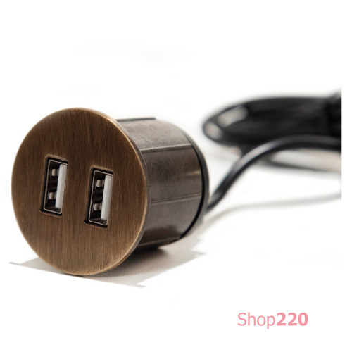 Розетка USB тип А+С в мебель, состаренная бронза, Versapick ASA ASA-060.29Z.00039