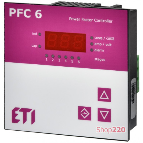 Регулятор реактивной мощности PFC 6 RS (6 ступеней, 97х97) ETI 4656905
