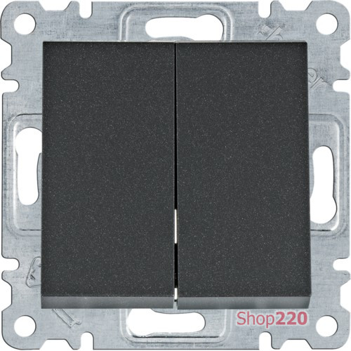 Выключатель двухклавишный, черный, Lumina WL0043 Hager