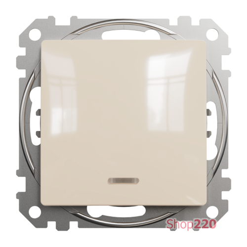 Выключатель с подсветкой 1 клавишный, бежевый, Sedna Design SDD112101L