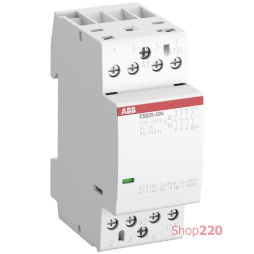 Модульный контактор 25А, 230В AC/DC, 4но, ABB ESB25-40N-06
